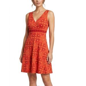 Life Is Good Orange Geo Print Sleeveless V-Neck Active Mini Dress Size 4